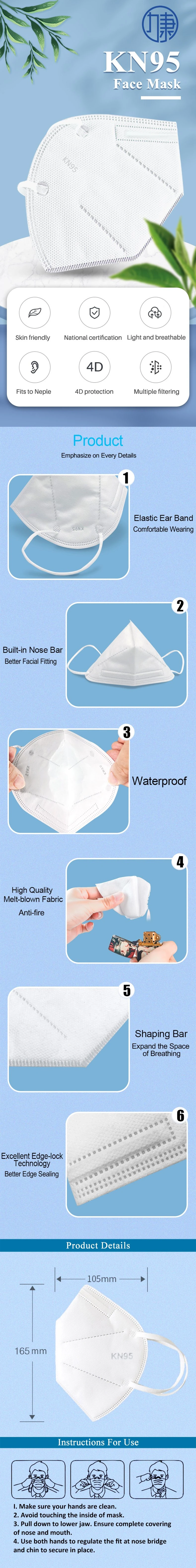 Wholesale KN95 Protective 5 Ply Non Woven Medical Protective Mask Pm 2.5 Breathing Valve Face Mask for Medical All-Round Protection Personal Protective Device