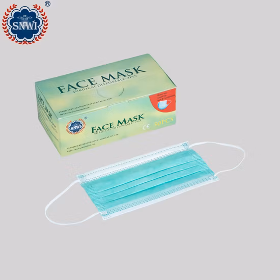 Atacado 3 camadas de alta quantidade, fácil de respirar, descartável, colorida, máscara facial não tecida com alça de orelha, máscara facial médica cirúrgica