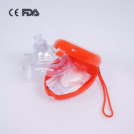 Máscara de RCP descartável Máscara de bolso para RCP de emergência médica Respiração boca a boca Máscara de RCP para primeiros socorros ao ar livre Máscara facial de RCP com CE, ISO